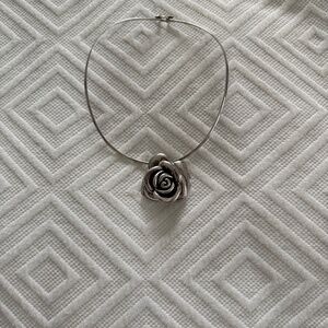 Elegant Rose Pendant Necklace Sterling Silver 925  New! $150 Beautiful detail!
